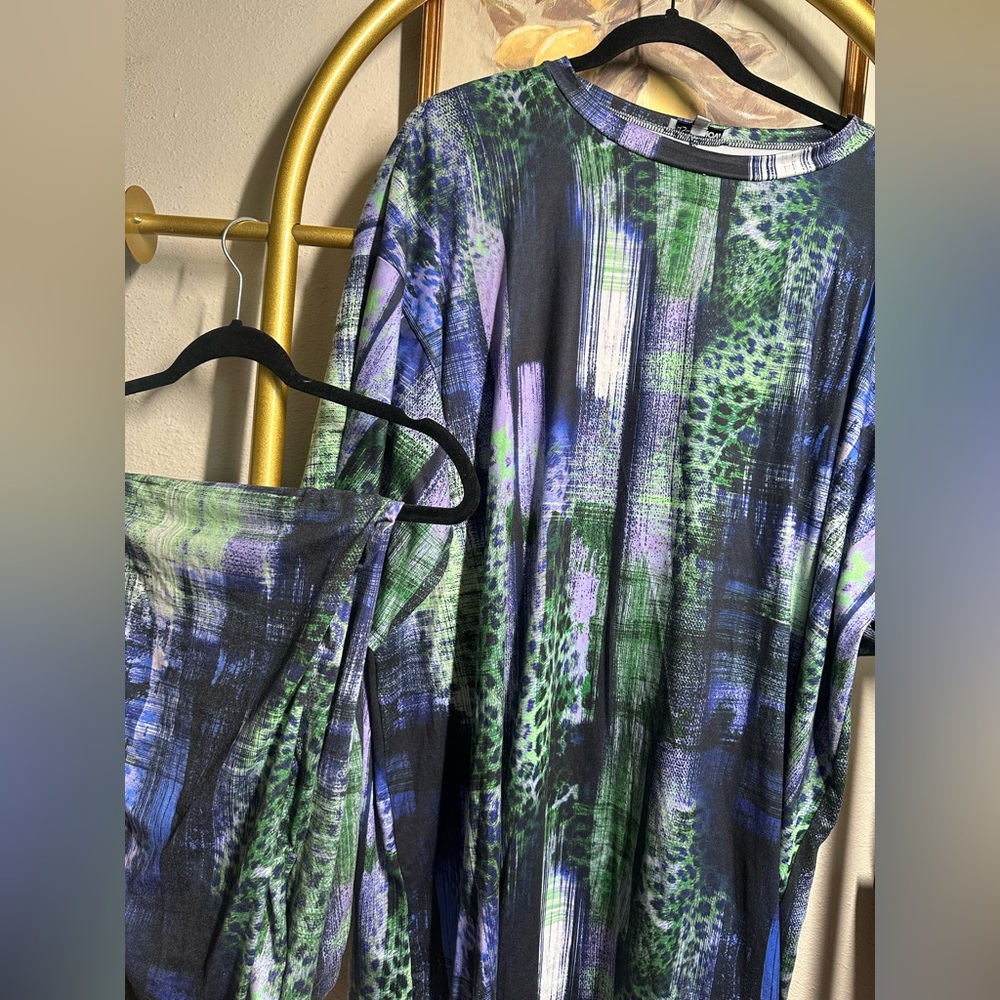 Colorful Patterned Top and Pants Two Piece Set